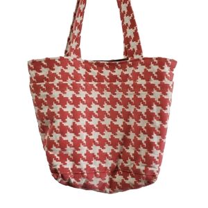 Kindred Spirit Style Desert‎ Rose Velour Houndstooth Tote Bag Made In USA